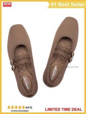 Square Toe Mary Jane Ballet Flats Knit Slip On Comfort Shoes